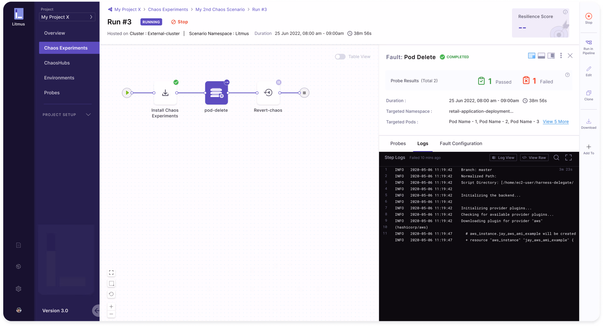 Litmus Chaos Engineering Platform Interface